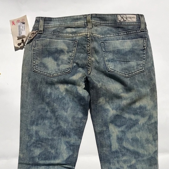 Y2K Low Rise Jeans Distressed Skinny Tie Dye Blue - Picture 8 of 8